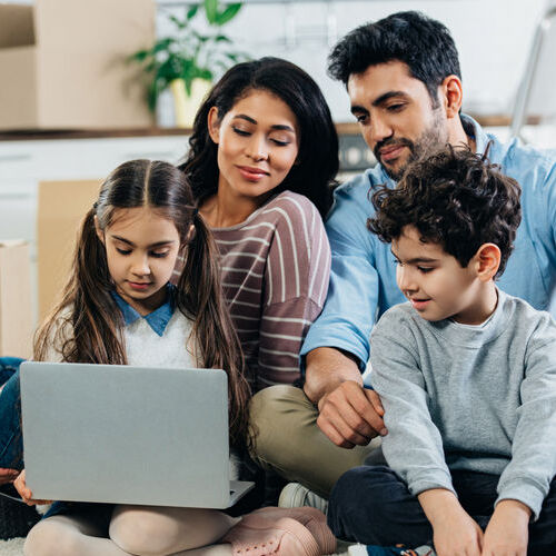 family in a house